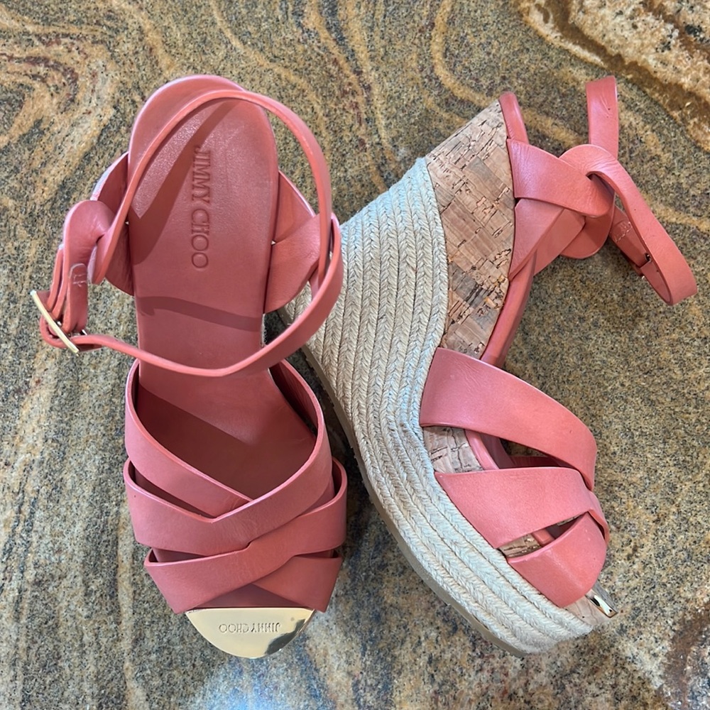 Jimmy Choo pink wedge sandals 39.5